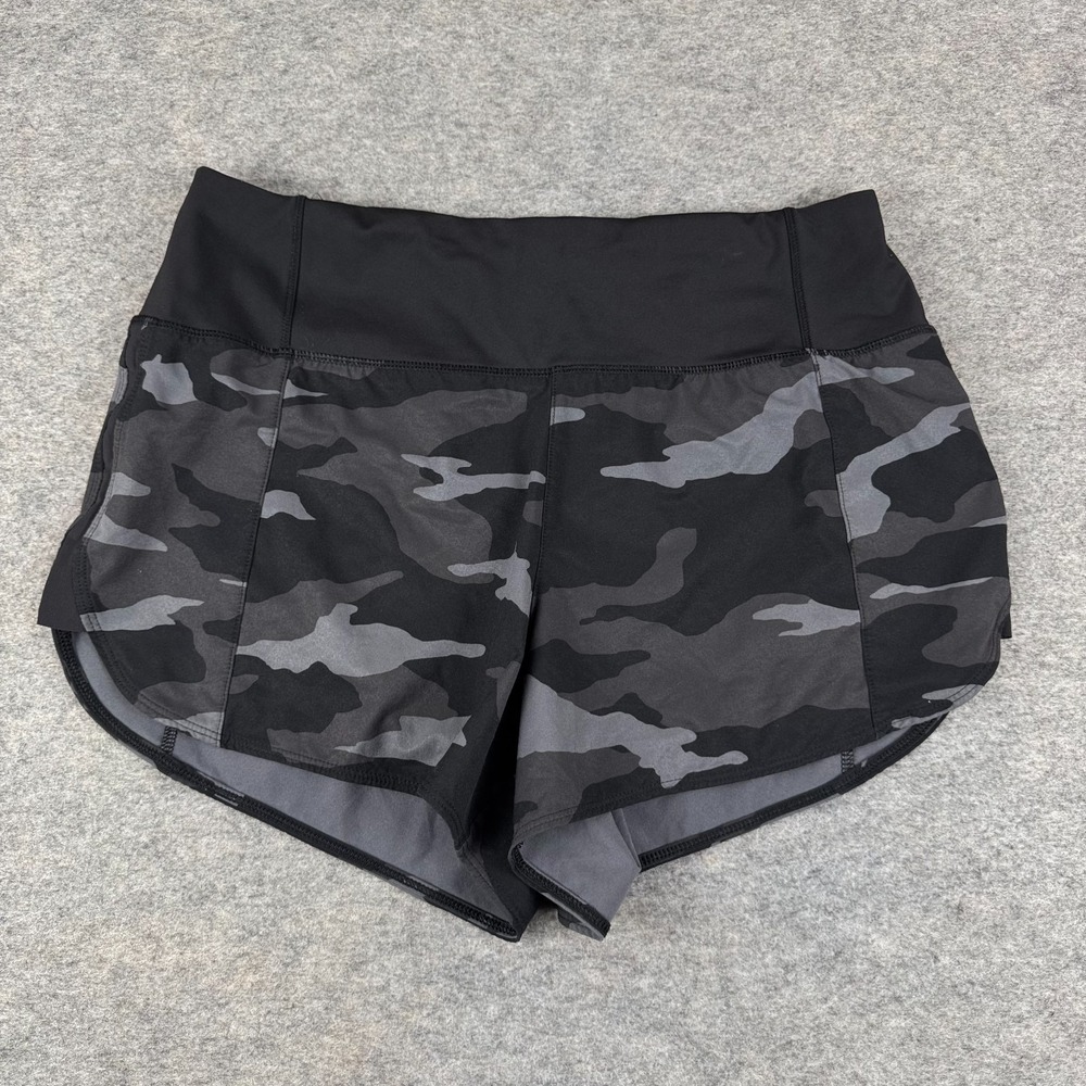 Athleta‎ Running Free Shorts Lined Camo Camouflage Black Womens Small S